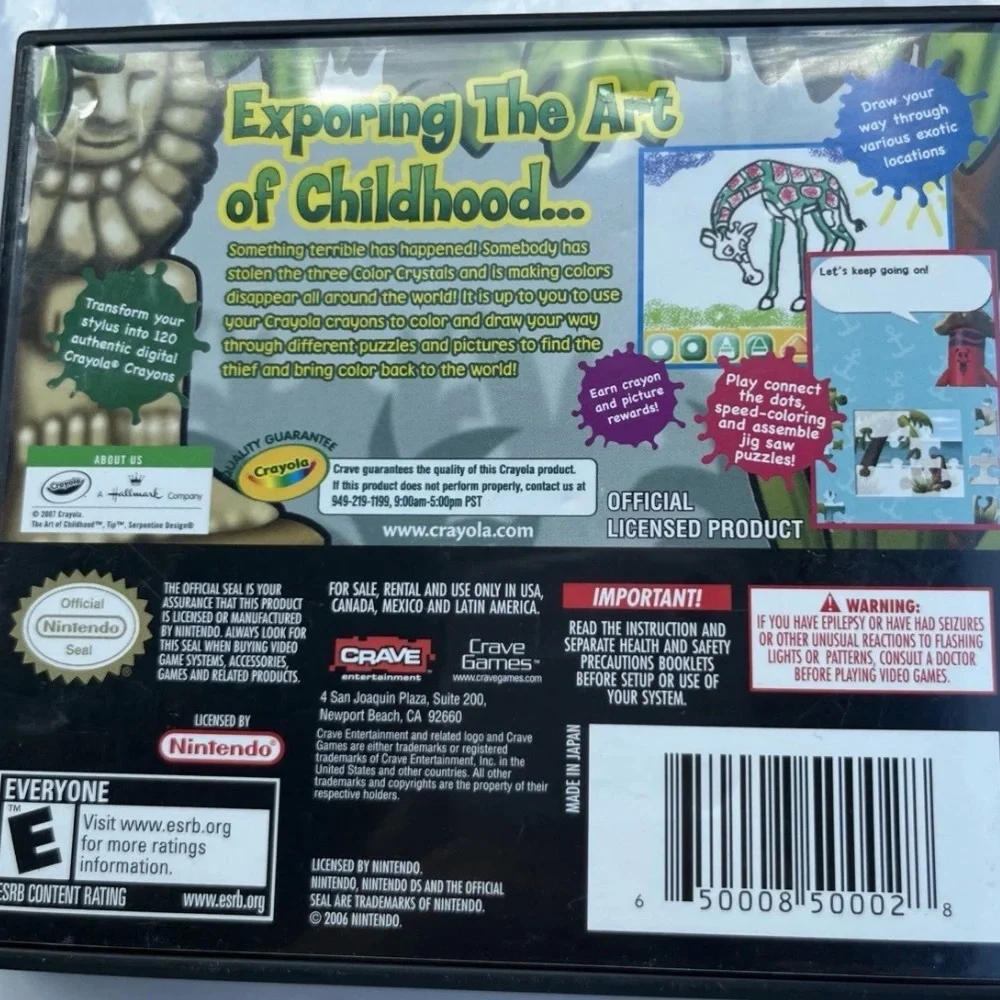 Crayola Treasure Adventures for Nintendo DS - Rated E Tested